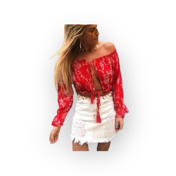 new LF Carmar  Nolan Ripped Destroy Waistband Mini Skirt  White Denim  2 26 S - Picture 14 of 16